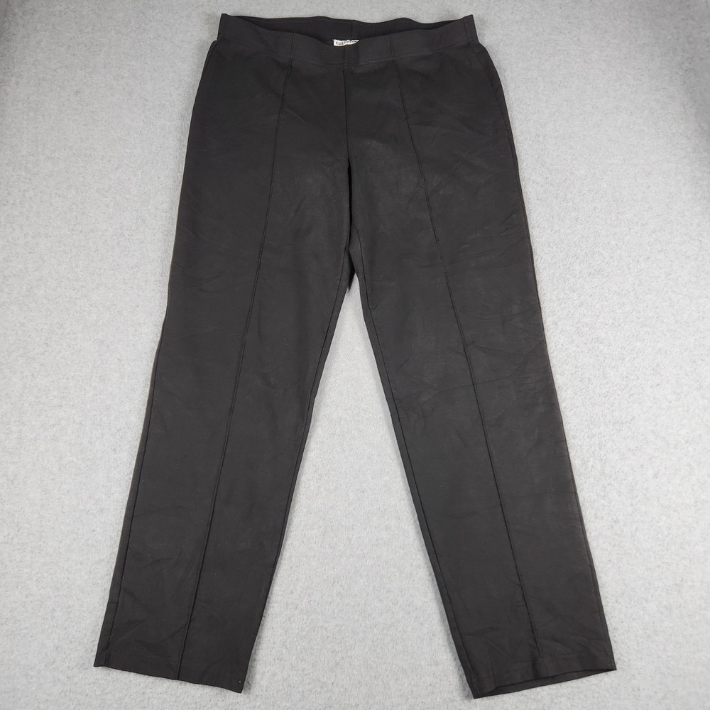 Cathy Daniels Pants Womens Large Black Knit Seamed Stretch Career Straight Leg